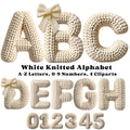 White Knitted Alphabet Clipart, Cozy Yarn Letters A-Z & Numbers 0-9,