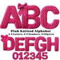 Pink Knitted Alphabet Clipart, Cozy Yarn Letters A-Z & Numbers 0-9,