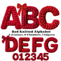Pink Knitted Alphabet Clipart, Cozy Yarn Letters A-Z & Numbers 0-9